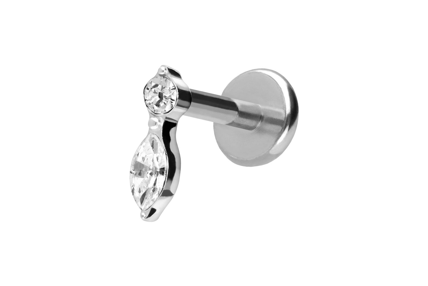 Titan Labret Piercing mit Push Fit KRISTALLBLATT